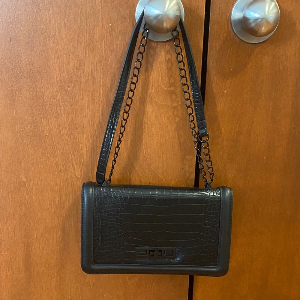 Call-it-Spring Black Croc-Embossed Women's Bag - Picture 2 of 14